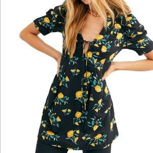 Free People Adelle printed floral tunic black LG